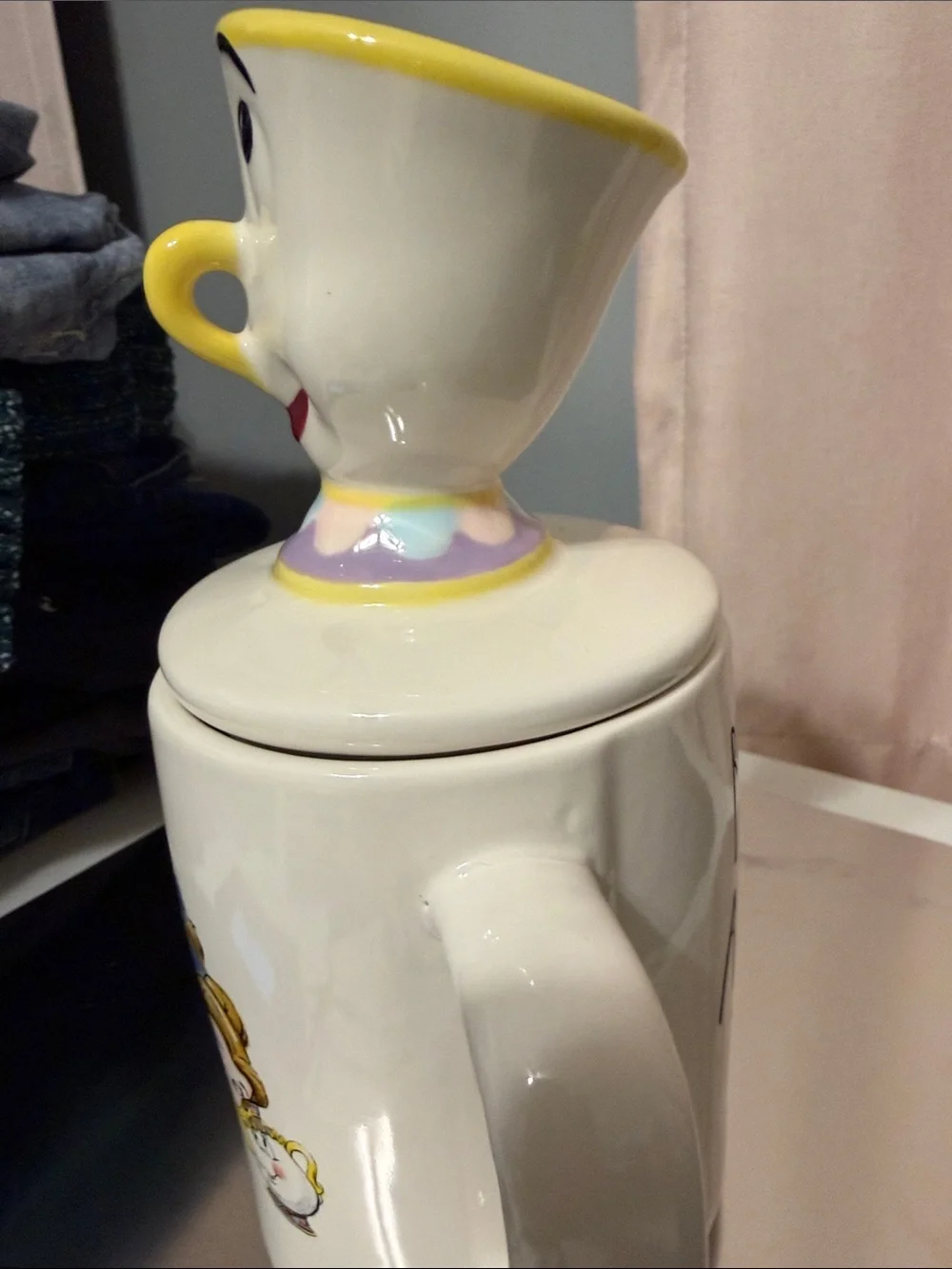 Rae Dunn Disney ‘Beauty and the Beast’ Large Mug with ‘Chip’ Lid
